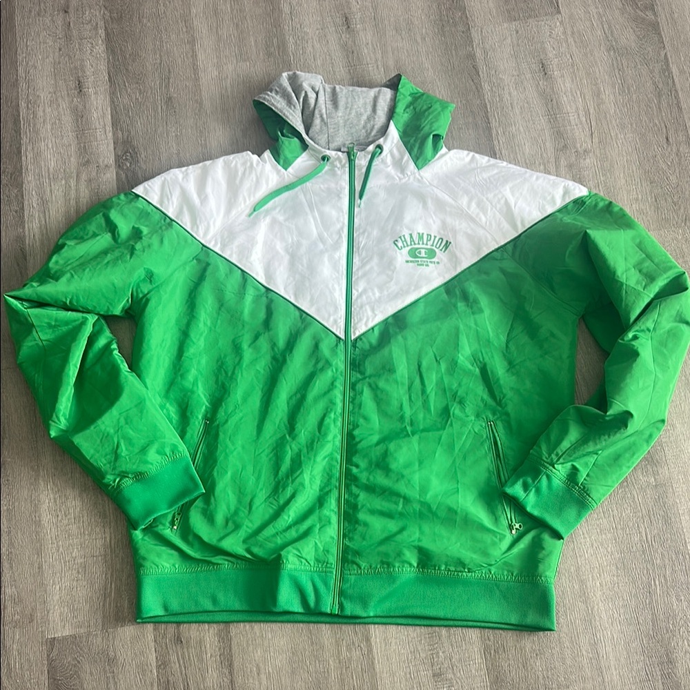 Champion Green and White Hooded Jacket